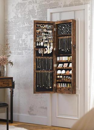 Зеркало-шкаф подвесной для украшений с подсветкой leobert kors в стиле loft коричневый