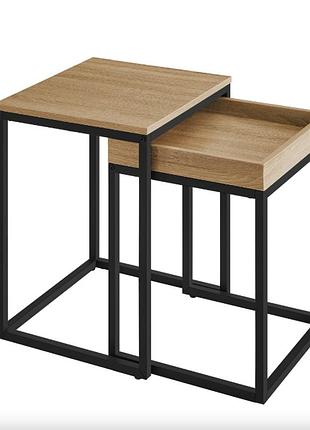 Комплект журнальных столиков leobert ascet в стиле loft 2 штуки сонома