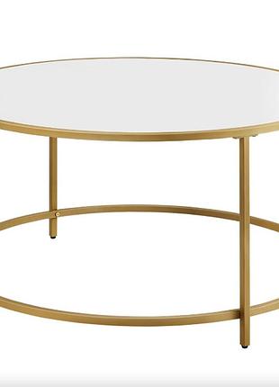 Журнальний столик leobert oskar круглий із мармуровою стільницею золото