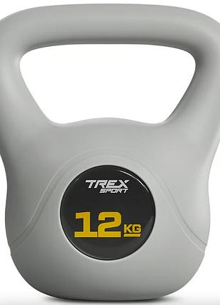 Гиря вінілова 12кг trex sport tx-012ckb сірий