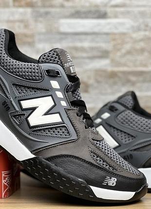 Кроссовки мужские new balance grey кожа-сетка