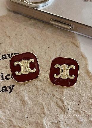 Коричневые сережки гвоздики в стиле коричневі сережки