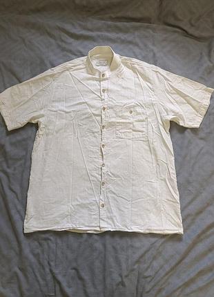 Мужская летняя молочная легкая рубашка с коротким рукавом xl