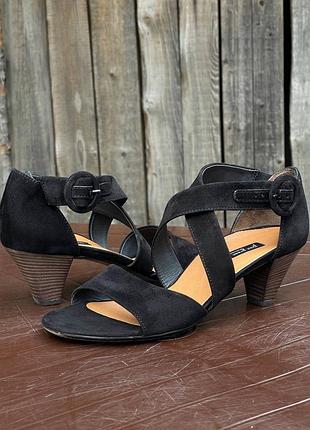 Paul green женские сандали на каблуке кожаные замшевые черные размер 40