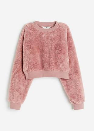 Cвітшот-кроп меховушка h&m на 12-14 на 158 см