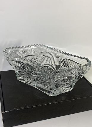 Кристальная конфета / салатник фигурная времен срср н1524 резьбовый узор стильная хрустальная цу