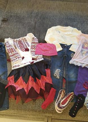 Пакет летней одежды (шорты, футболка, вышиванка, юбка) для девочки на 6-7 лет (15 вещей)