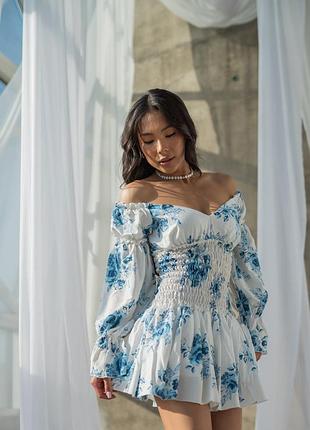 Жіноча сукня міні на резинці штапель рукава знімаються плаття літнє