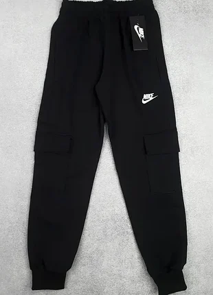 Спортивні молодіжні чорні штани nike штани підліткові карго з накладними кишенями найк 128-164, 3360