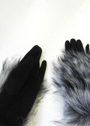 Теплі рукавички зима з хутром2 фото