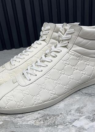 Gucci apollo bambi gg monogram sneakers white leather мужские кроссовки кеды оригинал 44 eur