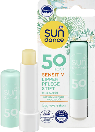 Солнцезащитный бальзам для чувствительных губ sundance lippenpflegestift sensitiv lsf 50, 4,8 g
