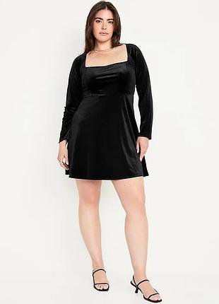 New with tags old navy velvet black square neck long skeeve dress black xl