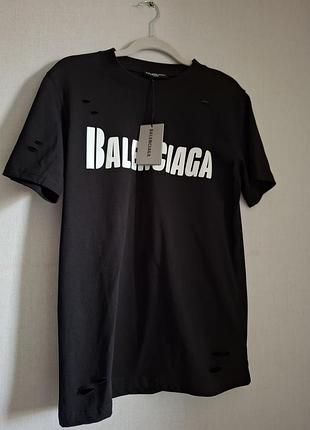 Футболка balenciaga біла, чорна 100% бавовна