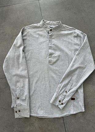 Сорочка чоловіча сіра зі стійкою flyboys 95% котон