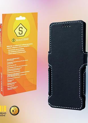Чохол-книжка statuscase з екошкіри для телефону motorola moto g55 (чорний)