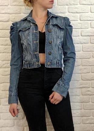 Стильний джинсовий приталений піджак жакет від бренду miss etam в стилі ретро вінтаж vintage stories