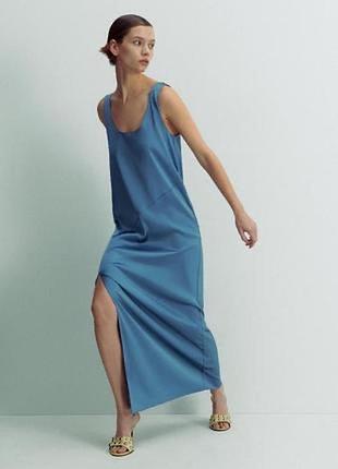 Сукня zara довга атлас сатин з розрізом на нозі .
