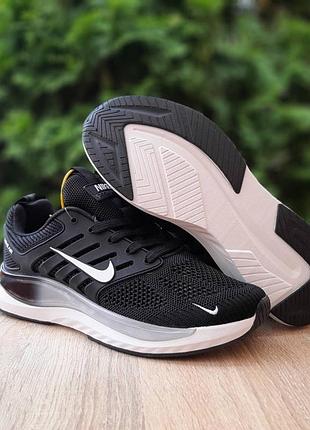 , стильні чоловічі кросівки nike чорного кольору текстиль сітка на шнурівках.