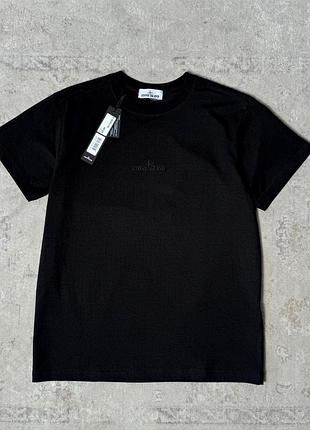 Stone island si футболка з вишитим лого чорна