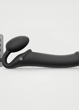 Безремний страпон із вібрацією strap-on-me vibrating black l, діаметр 3,7 см, пульт дк, регульований. passion&books