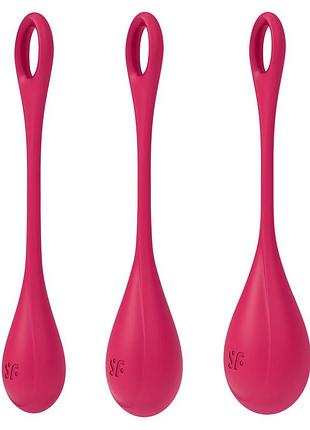 Набір йоні намистин satisfyer yoni power 1 red, діаметр 2-2,5-3 см, вага 22-46-74г. passion&books
