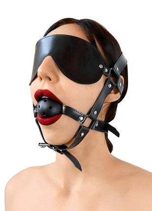 Кляп-маска art of sex - deymon, экокожа, цвет черный. passion&books