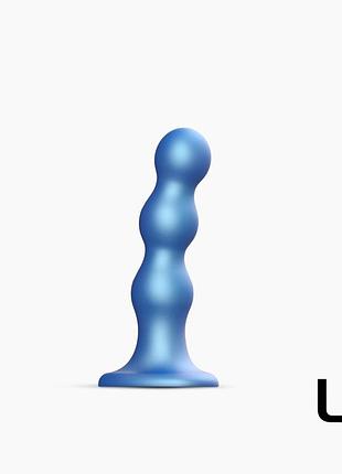Насадка для страпона strap-on-me dildo plug balls blue metallic l. passion&books
