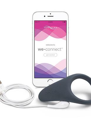 Смарт-віброкольцо під одяг verge by we-vibe slate, охоплює пінис і мошок, 10 режимів. passion&books