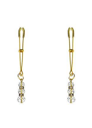 Тонкие зажимы для сосков с подвеской feral feelings - thin nipple clamps, золото/прозрачный. passion&books