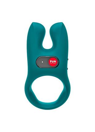 Эрекционное виброкольцо с двойной стимуляцией клитора fun factory nōs deep sea blue, 2 мотора. passion&books