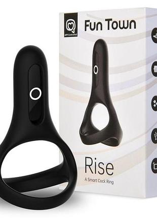 Двойное эрекционное кольцо fun town rise black, управление со смартфона. passion&books