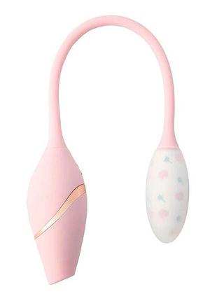 Виброяйцо с вакуумным стимулятором kistoy cathy mini на гибкой сцепке, подогрев. passion&books