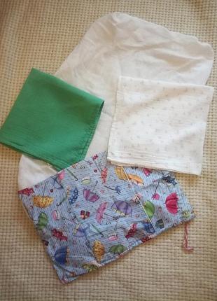 Набip дви муслиновые плюшки простынь и сумка для пеленок и подгузник