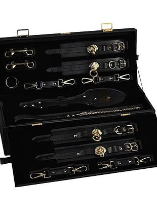 Роскошный набор для bdsm zalo bondage play kit, 10 аксессуаров в кейсе, кожа, кристалл swarovski. passion&books
