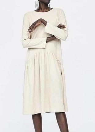 Свободное платье в рубчик zara