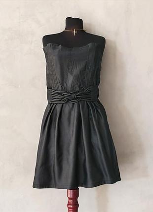 Маленькое черное мини платье корсет, короткое платье декольте