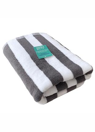 Рушник (75 на 150 см) - бавовна/махра - банні пляжні в басейн біло - сірий