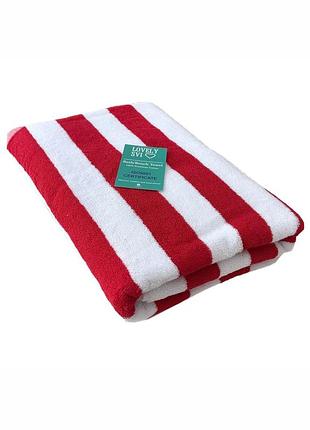 Рушник бавовна махра lovely svi для пляжу, басейну, ванної, готелів, spa, xl (75 x150 см)бело-червоні