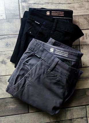 Штаныхлопковые мужские однотонные g-star raw размер 35-36 в сером и черном цвете