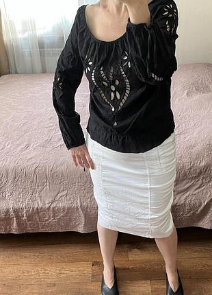 Черная блузка с прошвой решелье atmosphere p12