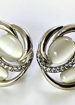 Серебряные сережки с камнями. 925 проба.