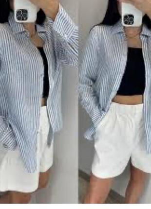 Нова брендова лляна сорочка в смужку h&m
