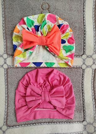 Летние шапочки для девочки, с бантиком