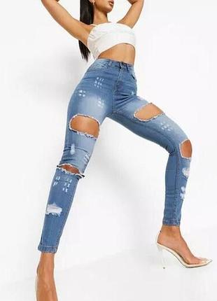 Англия. boohoo. в наличии. джинсы скинни с высокой посадкой.