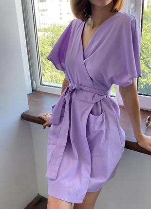 Лляна сукня на запах