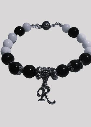 Браслет. натуральные агат и нефрит. длина 20 см.