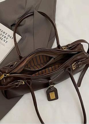 Коричнева модна сумка багет сумочка5 фото
