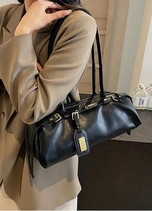 Коричнева модна сумка багет сумочка