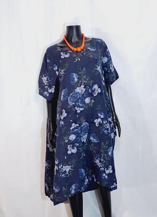 Оригинальное платье цветы бохо лен#319